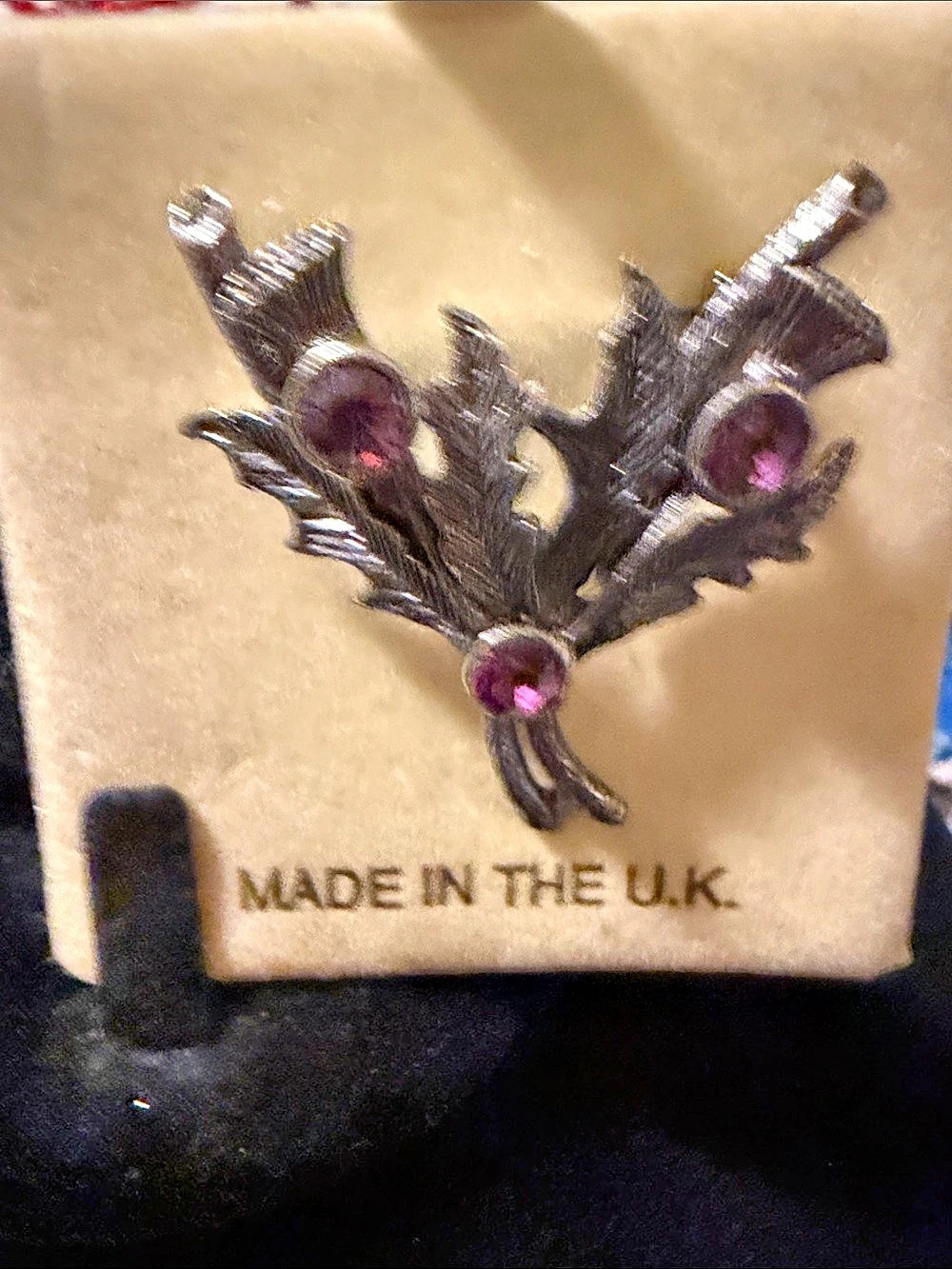 Vintage Purple & Silver Floral Brooch made in the U.K.